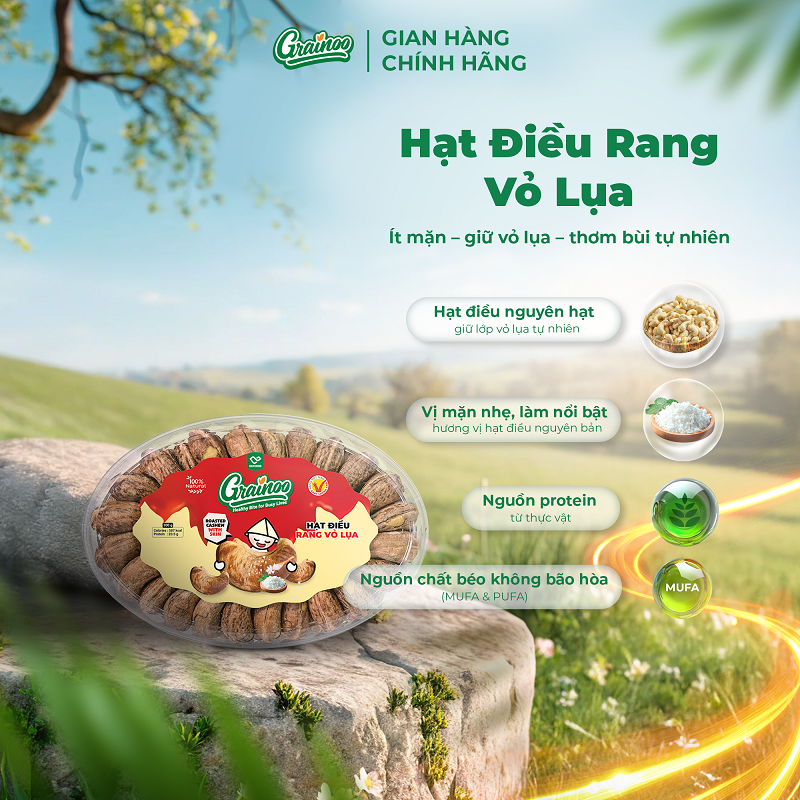 Hạt điều rang vỏ lụa xếp hoa 160g